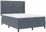 vidaXL Κρεβάτι Box Spring με Στρώμα Σκούρο Γκρι 140x190 εκ. Βελούδο