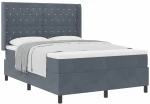 vidaXL Κρεβάτι Box Spring με Στρώμα Σκούρο Γκρι 140x190 εκ. Βελούδο