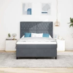 vidaXL Κρεβάτι Box Spring με Στρώμα Σκούρο Γκρι 140x190 εκ. Βελούδο