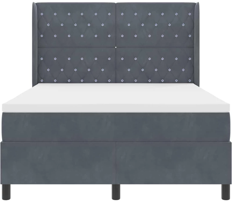 vidaXL Κρεβάτι Box Spring με Στρώμα Σκούρο Γκρι 140x190 εκ. Βελούδο