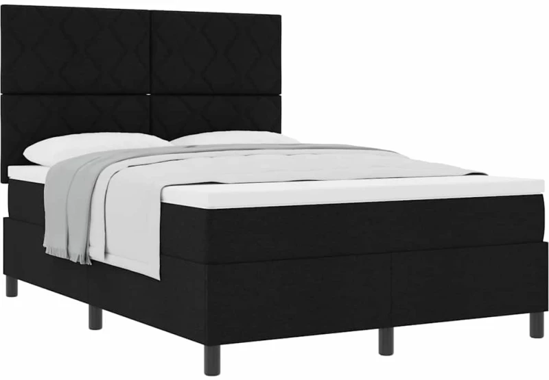 vidaXL Κρεβάτι με Κουτί και Στρώμα Μαύρο 160x200 εκ. Ύφασμα