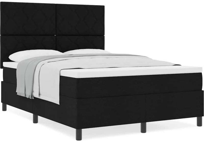 vidaXL Κρεβάτι με Κουτί και Στρώμα Μαύρο 160x200 εκ. Ύφασμα
