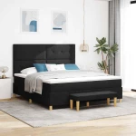 vidaXL Κρεβάτι Με Στρώμα & Πάγκο Μαύρο 180x200 εκ. Ύφασμα