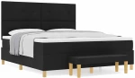 vidaXL Κρεβάτι Με Στρώμα & Πάγκο Μαύρο 180x200 εκ. Ύφασμα