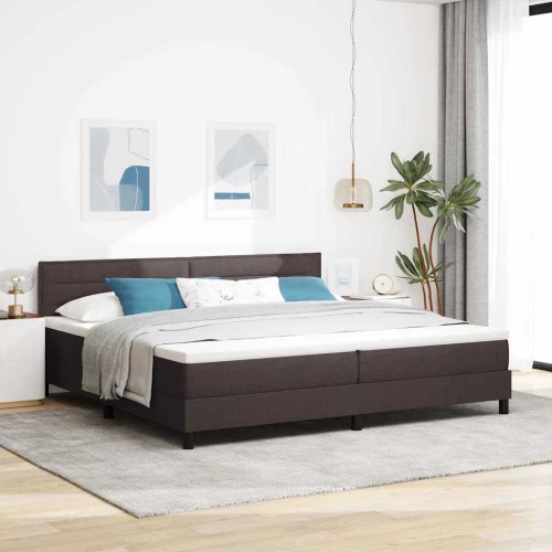 vidaXL Κρεβάτι με Στρώμα και Σκελετό Καφέ 200x200 εκ Υφάσματος