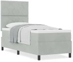 vidaXL Κρεβάτι Box Spring με Στρώμα Ανοιχτό Γκρι 80x200 εκ Βελούδο