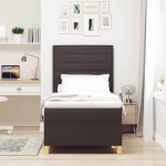 vidaXL Κρεβάτι Box Spring με Στρώμα & LED Σκούρο Καφέ 100x200 εκ. Υφάσματος