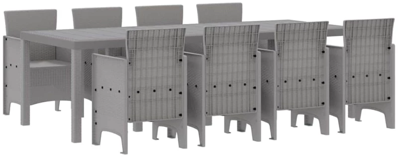 vidaXL Σετ Εξωτερικής Τραπεζαρίας 9 pcs Λευκό 250 x 100 x 73 εκ