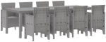vidaXL Σετ Εξωτερικής Τραπεζαρίας 9 pcs Λευκό 250 x 100 x 73 εκ
