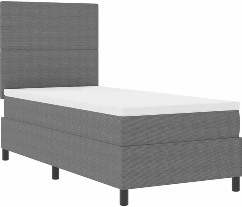 vidaXL Κρεβάτι Box Spring με Στρώμα & LED Ανοιχτό Γκρι 80x200 εκ. Ύφασμα Κορντούρο
