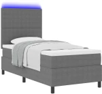 vidaXL Κρεβάτι Box Spring με Στρώμα & LED Ανοιχτό Γκρι 80x200 εκ. Ύφασμα Κορντούρο