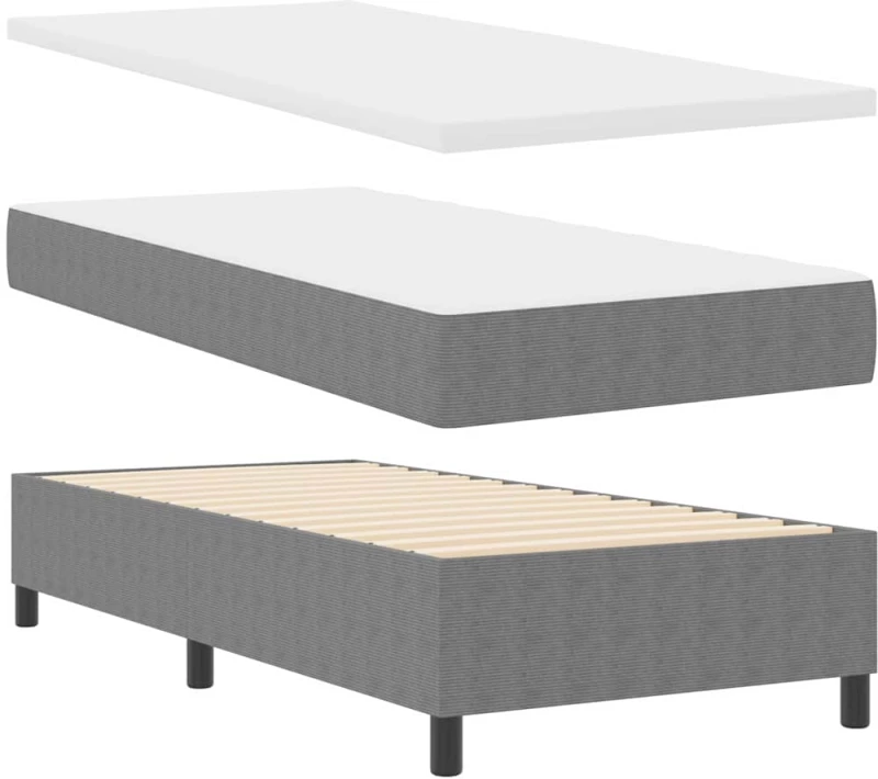 vidaXL Κρεβάτι Box Spring με Στρώμα & LED Ανοιχτό Γκρι 80x200 εκ. Ύφασμα Κορντούρο