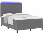 vidaXL Κρεβάτι με Σπαστό Στρώμα & LED Γκρι Βελούδινο 140x200 εκ.