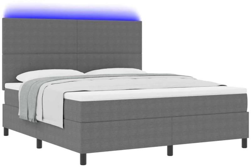 vidaXL Κρεβάτι με Βάση με Στρώμα & LED Ανοιχτό Γκρι Κόρντουρα