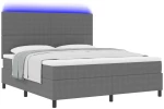 vidaXL Κρεβάτι με Βάση με Στρώμα & LED Ανοιχτό Γκρι Κόρντουρα