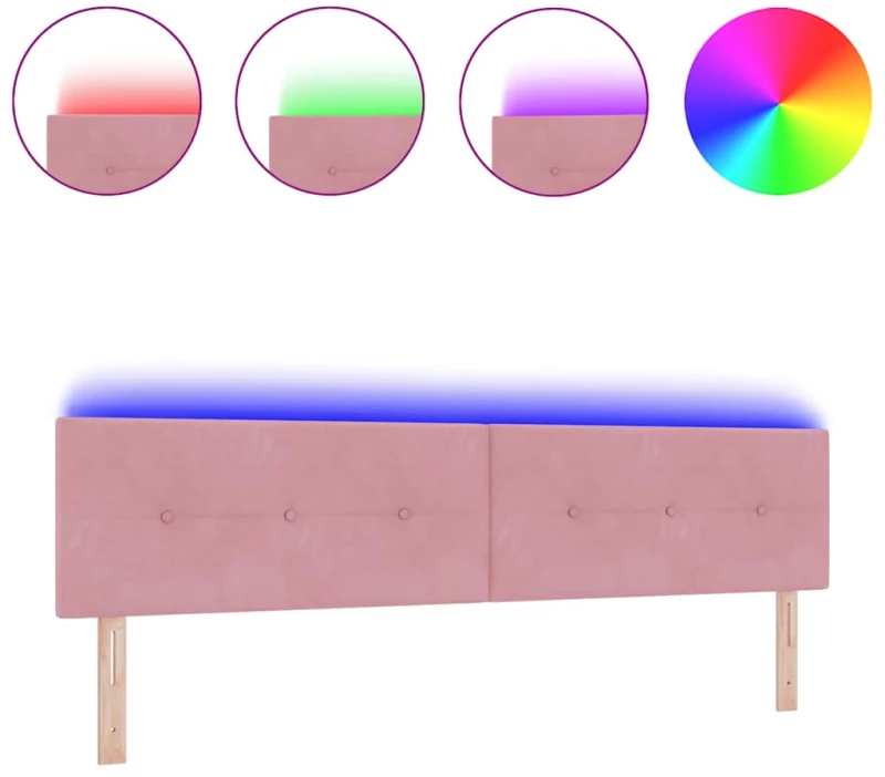 vidaXL LED Κεφαλάρι με Πλήρες Κουμπί Ροζ 100 εκ Βελούδο