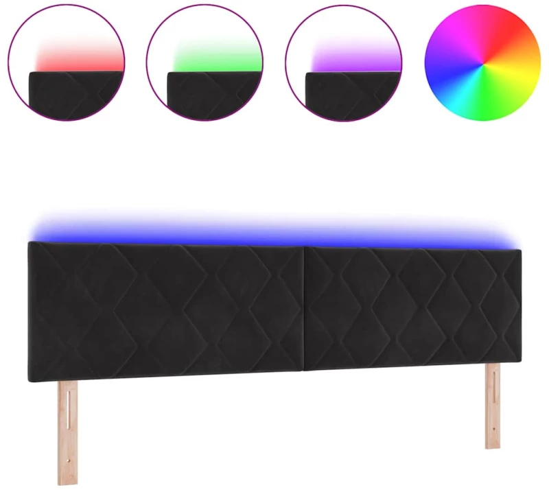 vidaXL LED Κεφαλάρι Διαμαντιών, Μαύρο, 180 εκ, Βελούδο