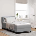 vidaXL Κρεβάτι Box Spring με Στρώμα - Ανοιχτό Γκρι, 90x200 cm, Υφασμάτινο