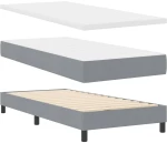 vidaXL Κρεβάτι Box Spring με Στρώμα - Ανοιχτό Γκρι, 90x200 cm, Υφασμάτινο
