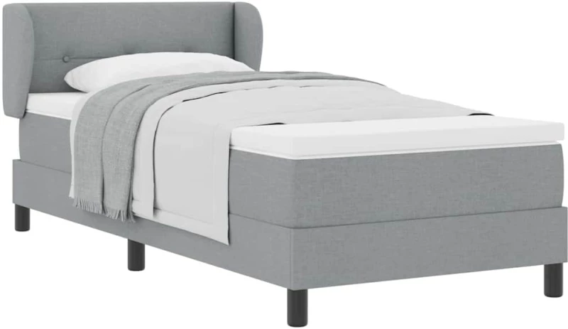 vidaXL Κρεβάτι Box Spring με Στρώμα - Ανοιχτό Γκρι, 90x200 cm, Υφασμάτινο