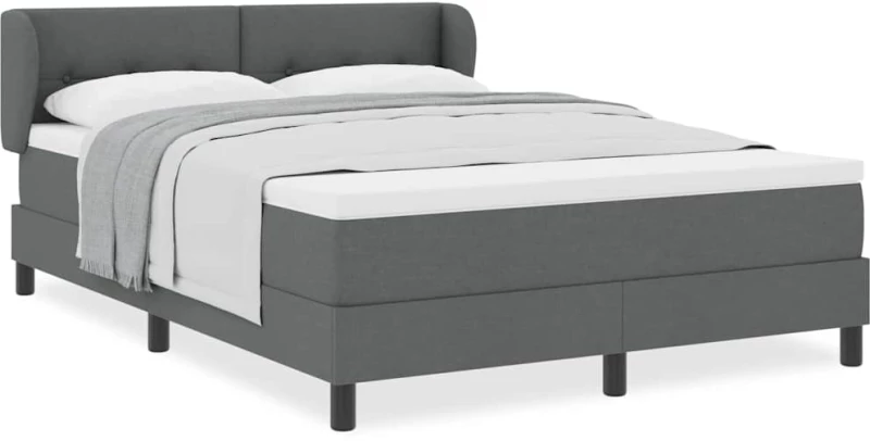 vidaXL Κιβώτιο Κρεβάτι με Στρώμα Σκούρο Γκρι 140x200 εκ. Ύφασμα