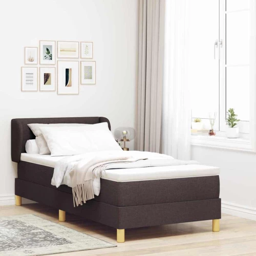 κρεβάτι Box Spring με στρώμα vidaXL καφέ 80x200 εκ. ύφασμα