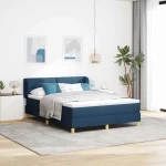 κρεβάτι με ελατήριο vidaXL και στρώμα Μπλε 140x200 εκ από Υφάσματα