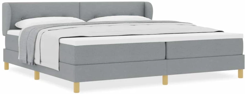 Κρεβάτι Box Spring με Στρώμα vidaXL Ανοιχτό Γκρι 200x200 εκ. Υφάσματος