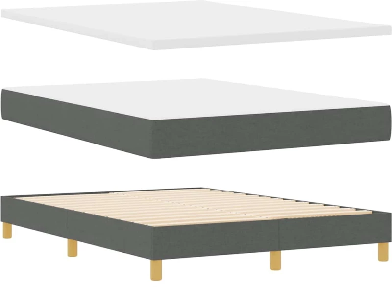 vidaXL Κρεβάτι Box Spring με Στρώμα - Σκούρο Γκρι, 140x190 εκ., Ύφασμα