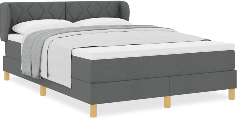 vidaXL Κρεβάτι Box Spring με Στρώμα - Σκούρο Γκρι, 140x190 εκ., Ύφασμα