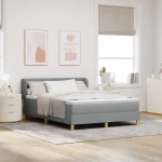 Κρεβάτι Box Spring με Ματράκι Ανοιχτό Γκρι 140x200 εκ Υφασμάτινο