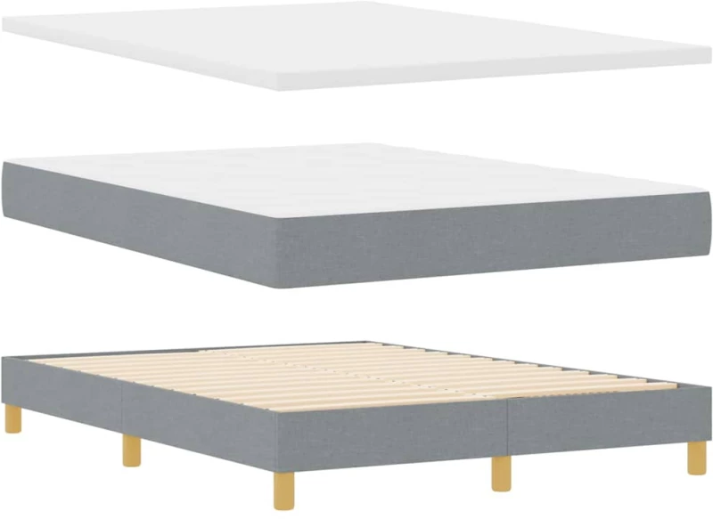 Κρεβάτι Box Spring με Ματράκι Ανοιχτό Γκρι 140x200 εκ Υφασμάτινο