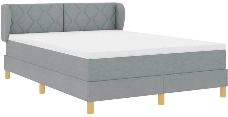 Κρεβάτι Box Spring με Ματράκι Ανοιχτό Γκρι 140x200 εκ Υφασμάτινο
