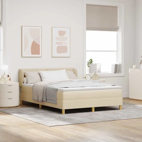κρεβάτι Box Spring με στρώμα σε κρεμ, 140x200 εκ ύφασμα