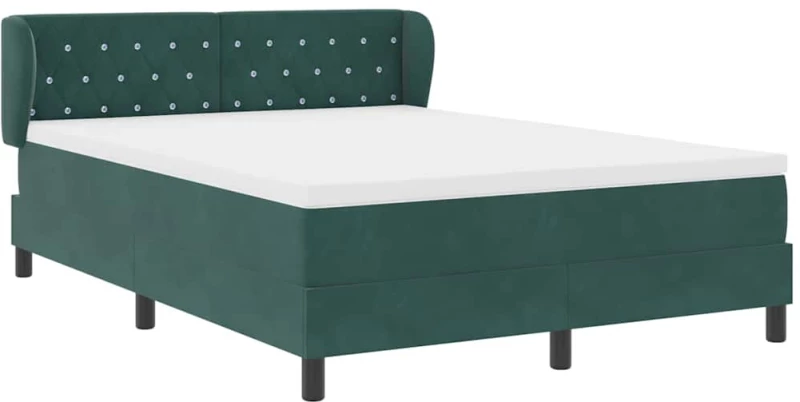 vidaXL Κρεβάτι Box Spring με Στρώμα Σκούρο Πράσινο 160x200 cm Βελούδο