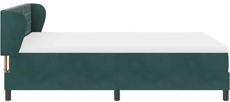 vidaXL Κρεβάτι Box Spring με Στρώμα Σκούρο Πράσινο 160x200 cm Βελούδο