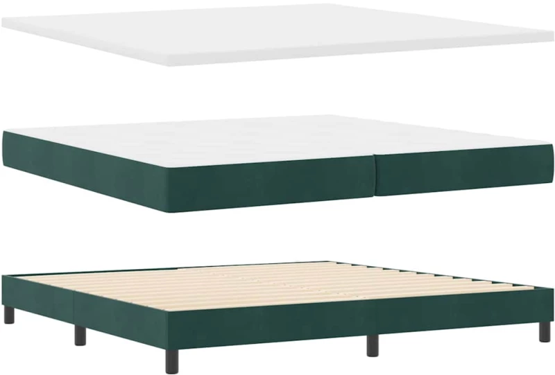 vidaXL Κρεβάτι Box Spring με Στρώμα Σκούρο Πράσινο 200x200 cm Βελούδο