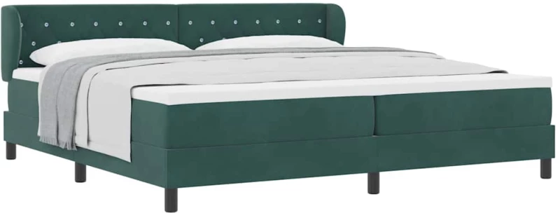 vidaXL Κρεβάτι Box Spring με Στρώμα Σκούρο Πράσινο 200x200 cm Βελούδο