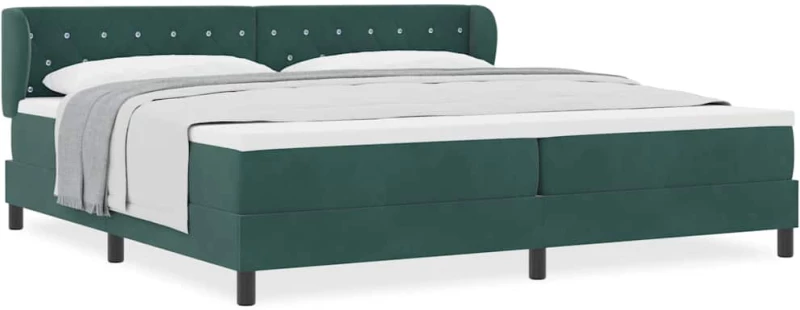 vidaXL Κρεβάτι Box Spring με Στρώμα Σκούρο Πράσινο 200x200 cm Βελούδο