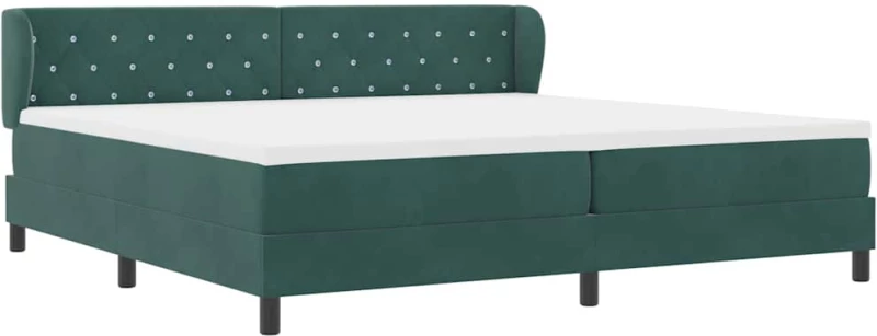 vidaXL Κρεβάτι Box Spring με Στρώμα Σκούρο Πράσινο 200x200 cm Βελούδο