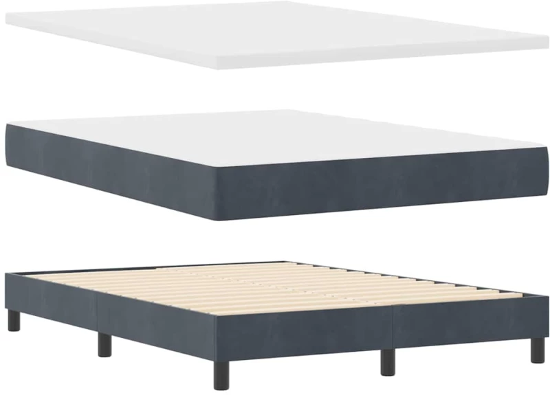 Κρεβάτι Box Spring με Στρώμα vidaXL Γκρι Σκούρο 140x200 εκ. Βελούδο