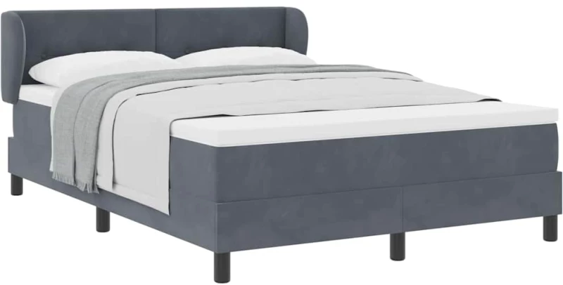 Κρεβάτι Box Spring με Στρώμα vidaXL Γκρι Σκούρο 140x200 εκ. Βελούδο