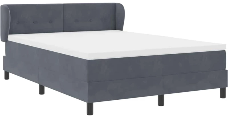 Κρεβάτι Box Spring με Στρώμα vidaXL Γκρι Σκούρο 140x200 εκ. Βελούδο