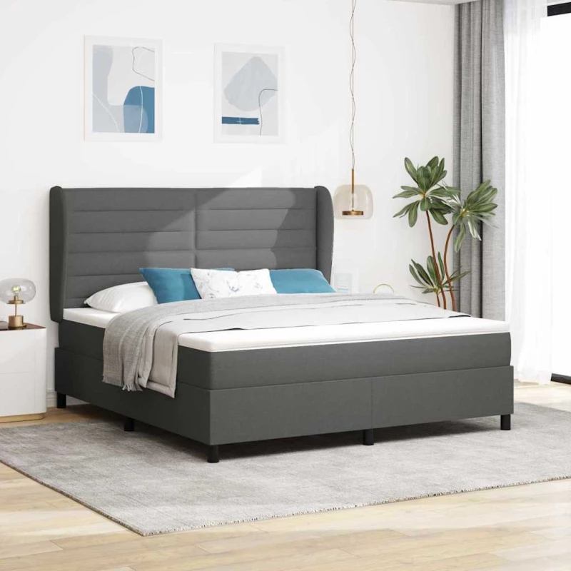 vidaXL Κρεβάτι με Στρώμα Γκρι 180x200 εκ. Υφασμάτινο