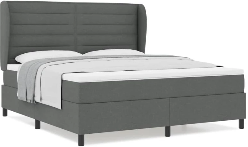 vidaXL Κρεβάτι με Στρώμα Γκρι 180x200 εκ. Υφασμάτινο