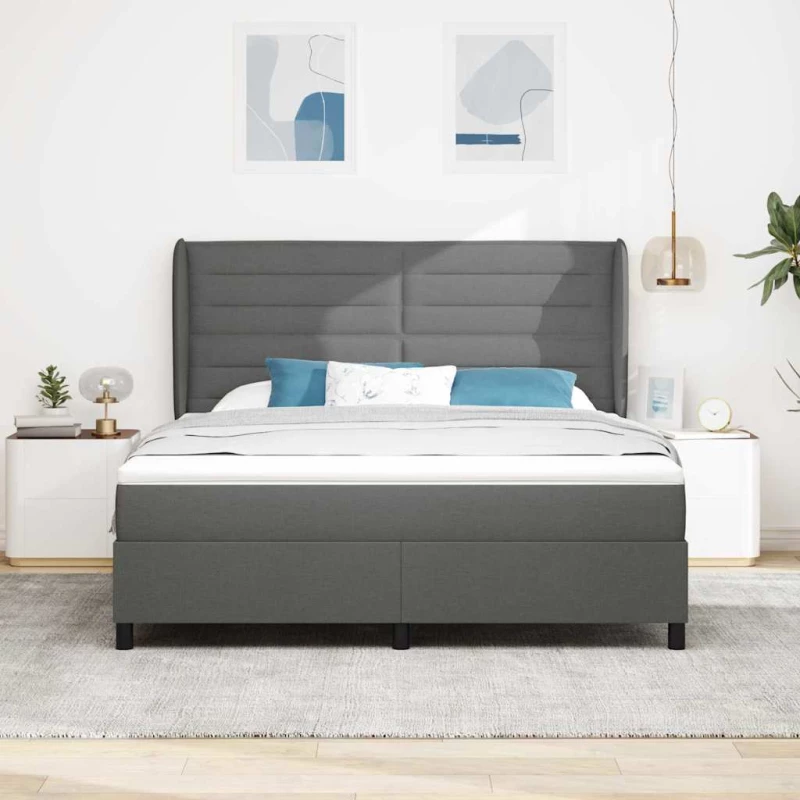 vidaXL Κρεβάτι με Στρώμα Γκρι 180x200 εκ. Υφασμάτινο