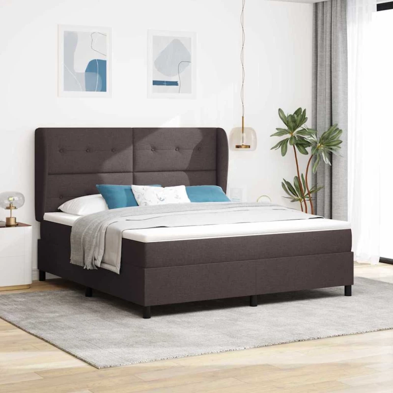 vidaXL Κρεβάτι με Στρώμα σε Σκούρο Καφέ, 180x200 cm, Ύφασμα