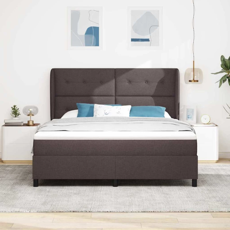vidaXL Κρεβάτι με Στρώμα σε Σκούρο Καφέ, 180x200 cm, Ύφασμα