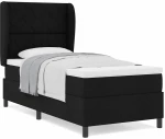 vidaXL Κρεβάτι Box Spring με Στρώμα Μαύρο 90 x 190 εκ, Υφασμάτινο
