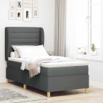 vidaXL Κρεβάτι Box Spring με Στρώμα Σκούρο Γκρι 90x200 εκ. Υφασμάτινο